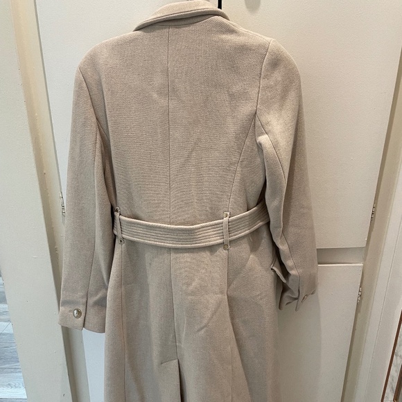 Karen Millen Wool Investment Notch Neck Tailored Maxi Coat in oatmeal 6 NWT - Picture 4 of 4